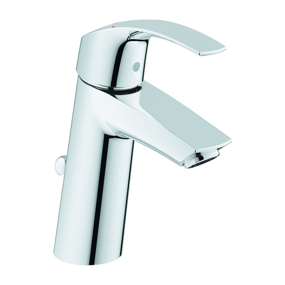 Robinetterie de lavabo Grohe Eurosmart à une commande, montage 1 trou, taille M, garniture à tige de traction, chromé, 23322001