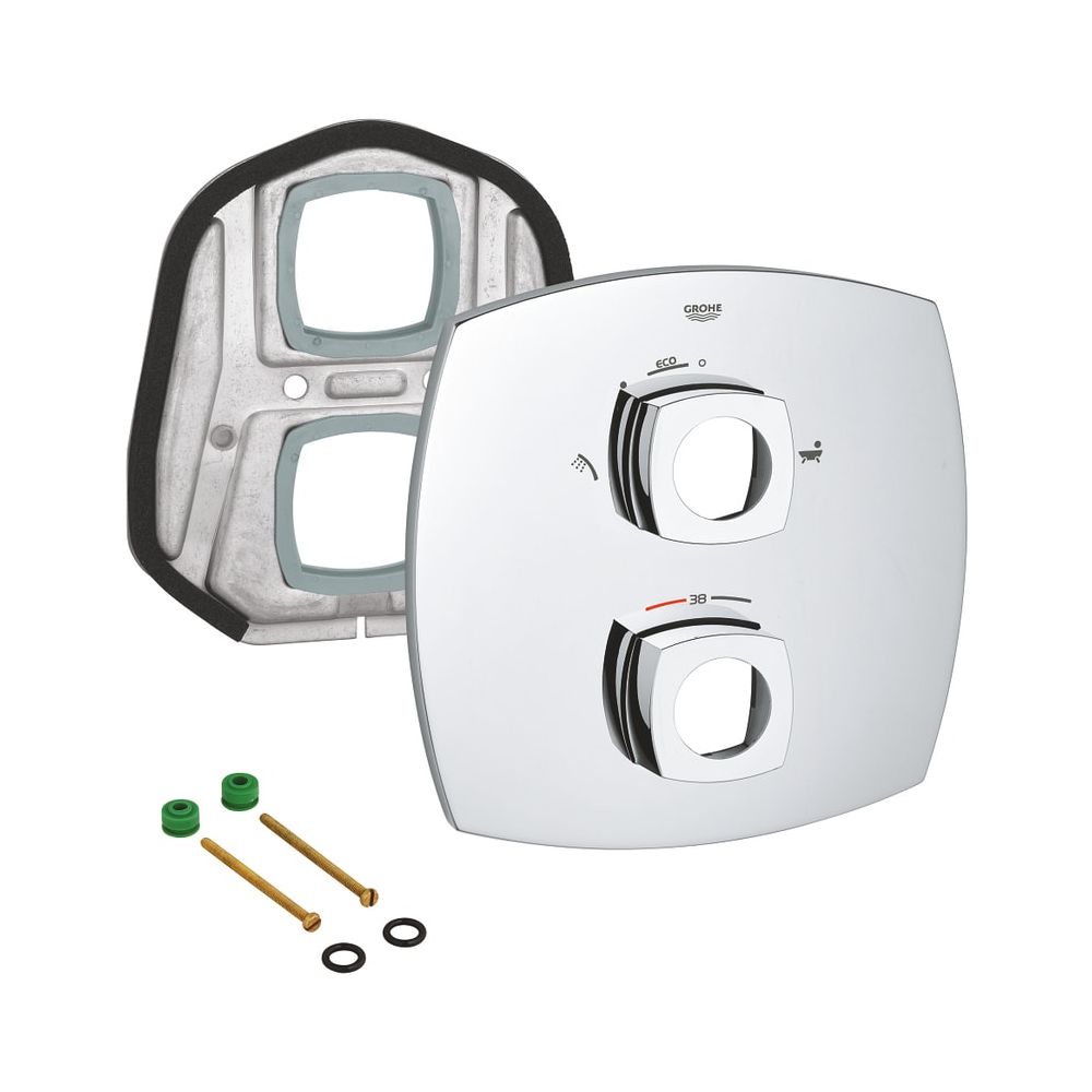 Rosace Grohe pour batterie de baignoire thermostatique Grandera Rapido kit de montage prêt à poser avec AquaDimmer Eco, chromé, 47932000