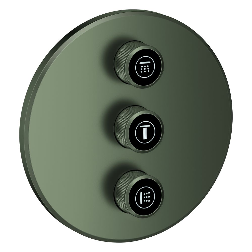 Grohe Grohtherm SmartControl vanne encastrée 3 voies, ronde, kit de montage prêt à poser pour Rapido SmartBox, Graphite satiné, 29122MG0