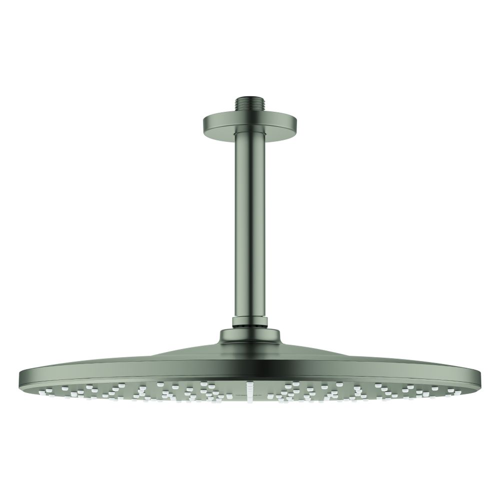 Set pommeau de douche pluie Grohe Rainshower Mono 310, sortie plafond 142 mm, 1 mode de jet, débit max. 7,5 l/min, acier satiné, 26560MS0
