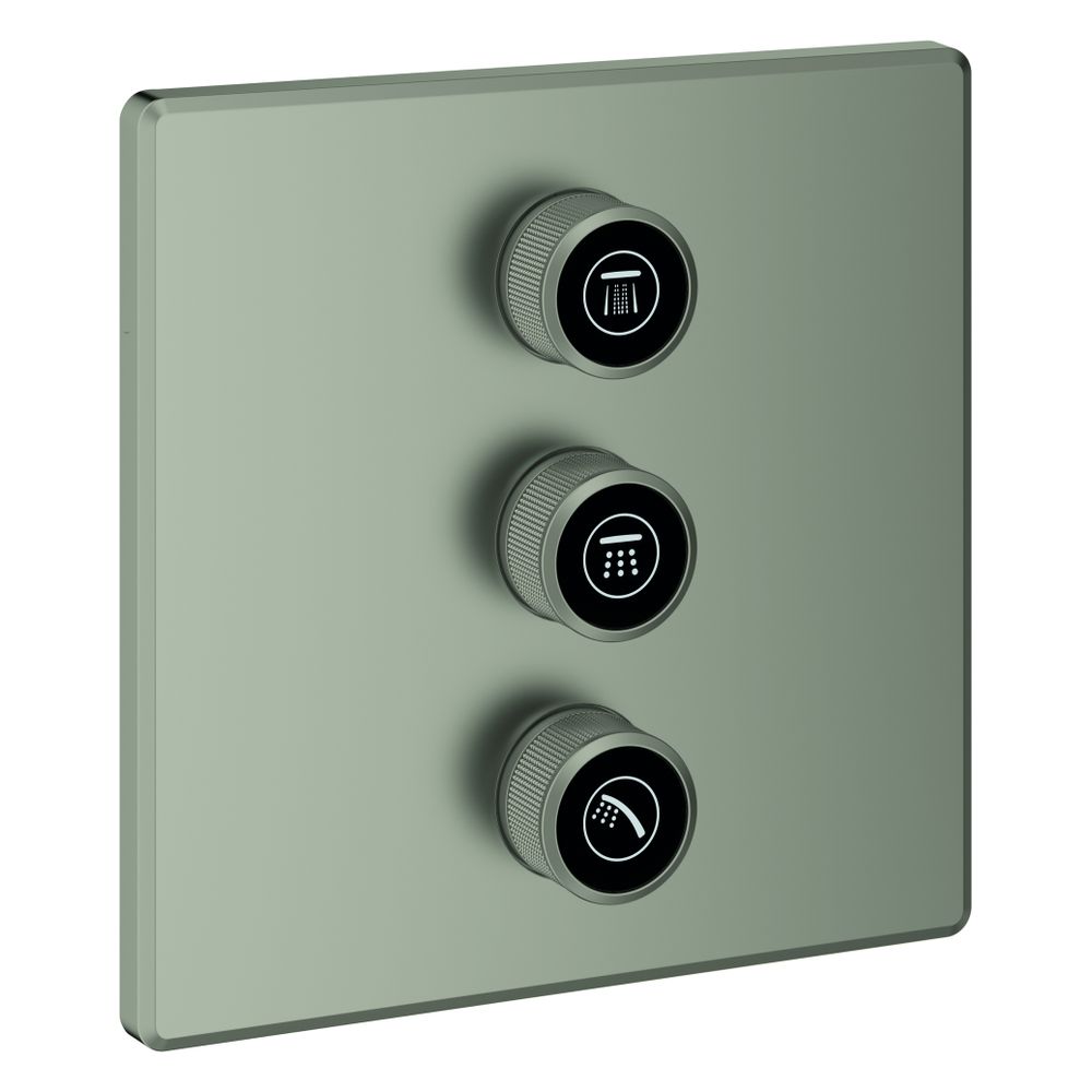Grohe Grohtherm SmartControl 3 voies, kit de montage encastré pour Rapido SmartBox, rosace murale carrée, acier satiné, 29127MS0