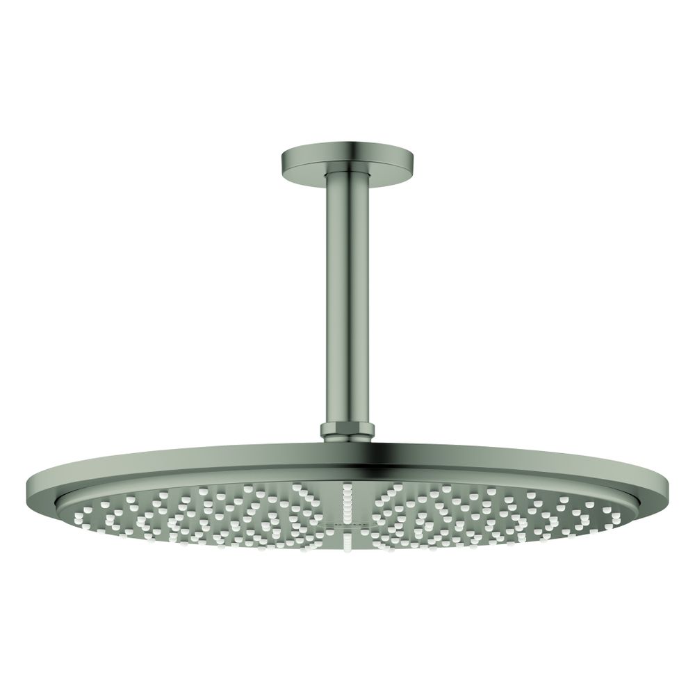 Grohe Set de douchette de tête Rainshower Cosmopolitan 310, 1 type de jet, Sortie de plafond 142 mm, 8 l/min à 3 bar, Acier satiné, 100739MS00