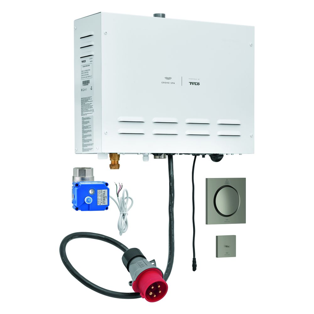 Générateur de vapeur Grohe F-digital Deluxe, 9,9 kW, 400V, sans composants de gros œuvre, Acier brossé, 100751MS00