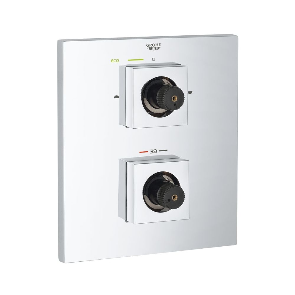 Rosette Grohe pour mitigeur thermostatique avec commutation 2 voies intégrée pour baignoire ou douche avec plusieurs pommes de douche, chromé