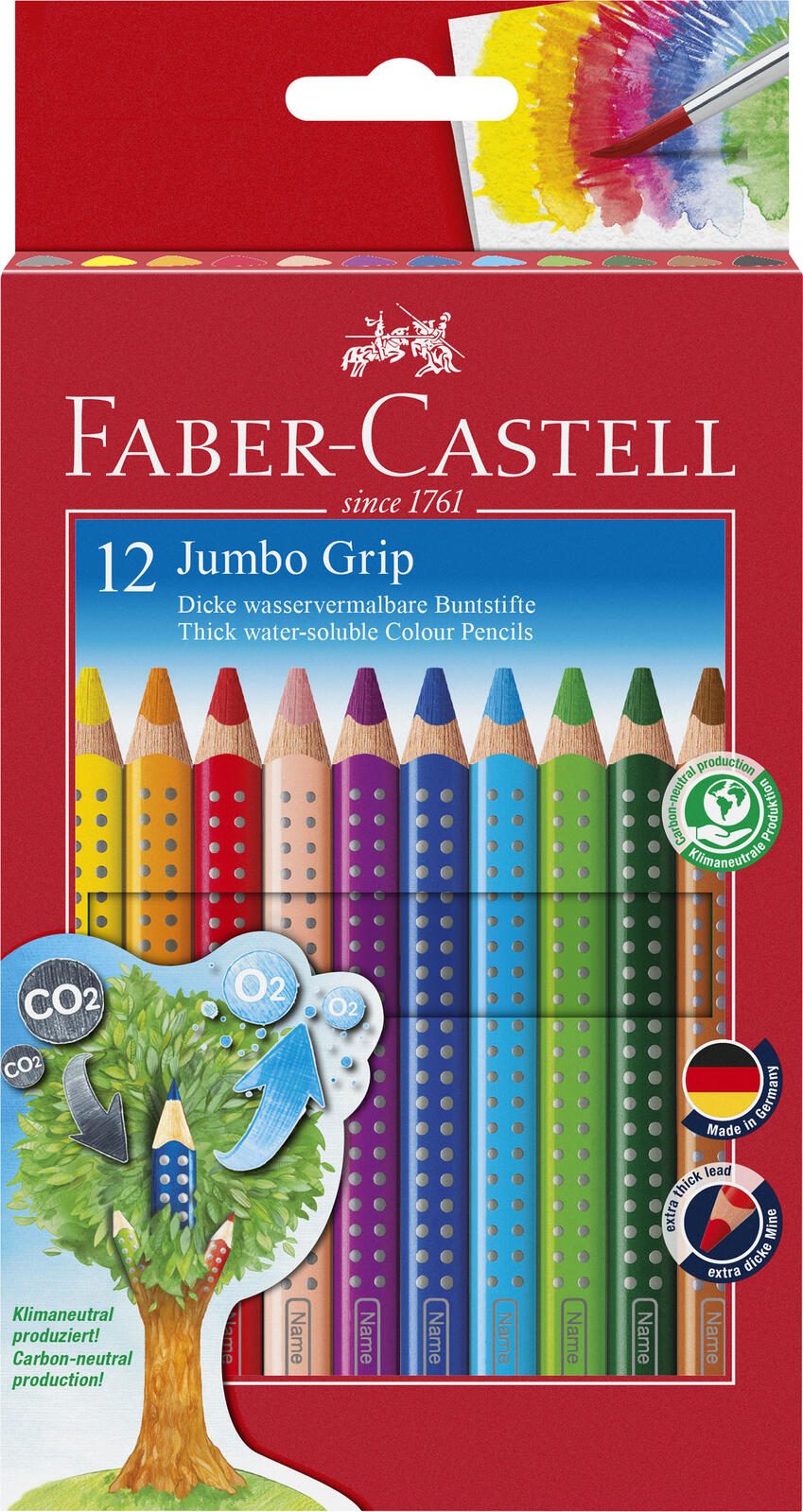 FABER-CASTELL Crayons de couleur Jumbo GRIP 110912 multicolores 12/pack