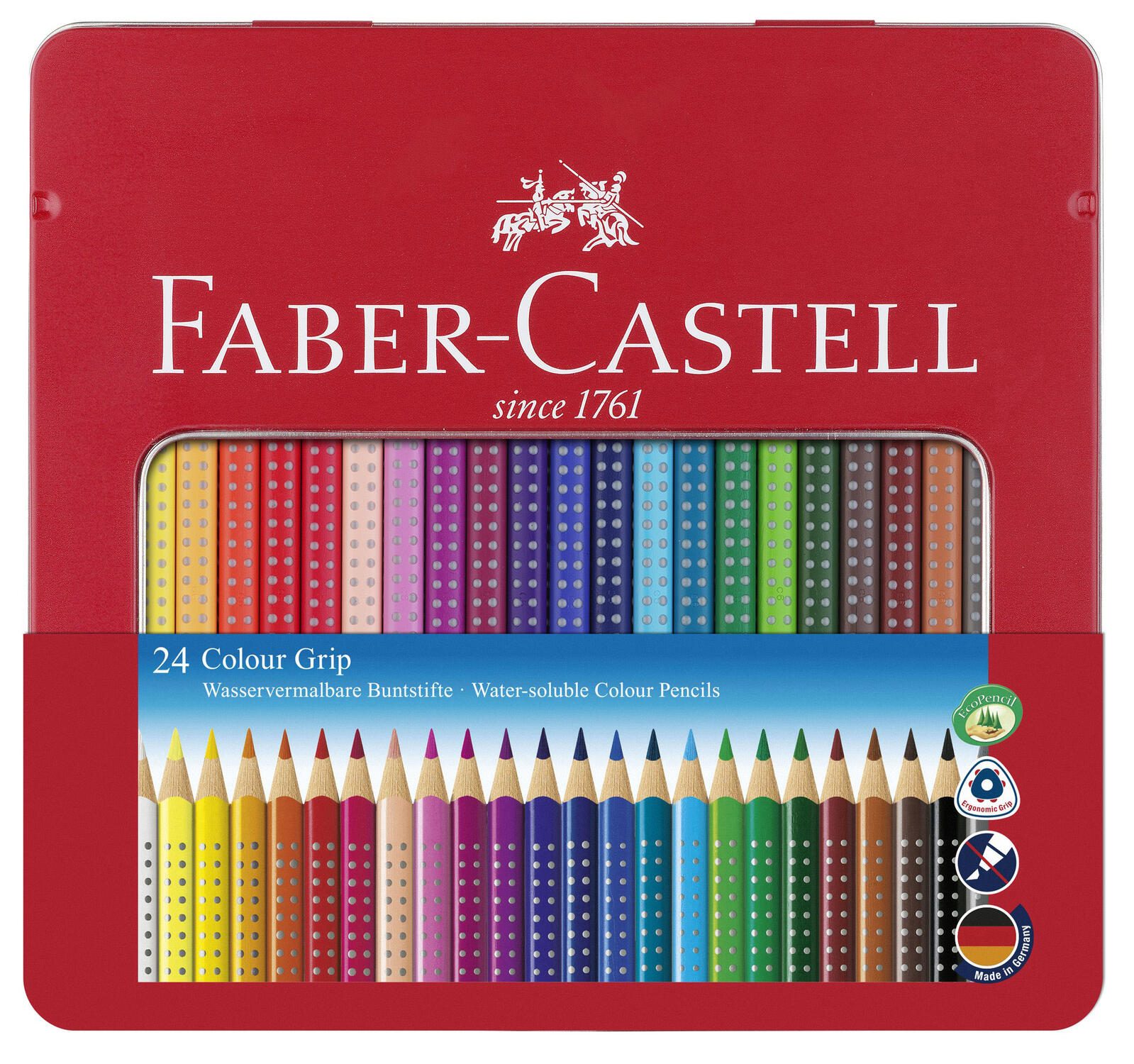 FABER-CASTELL Crayons de couleur Colour GRIP multicolores 1 boîte = 24 — lot de 24 pièces