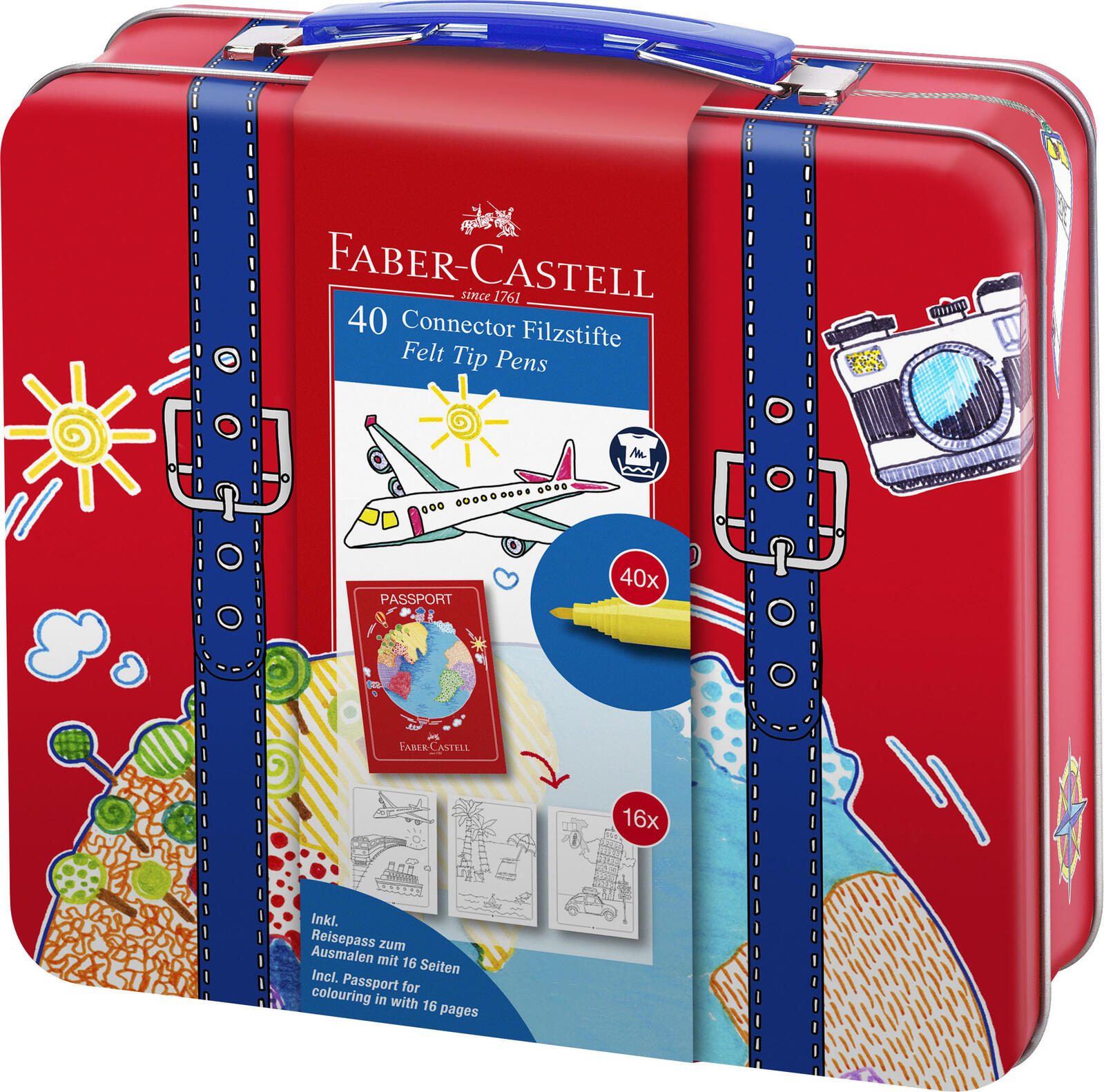 FABER-CASTELL Feutres multicolores 3.0 mm - Boîte métallique de 40 — lot de 40 pièces