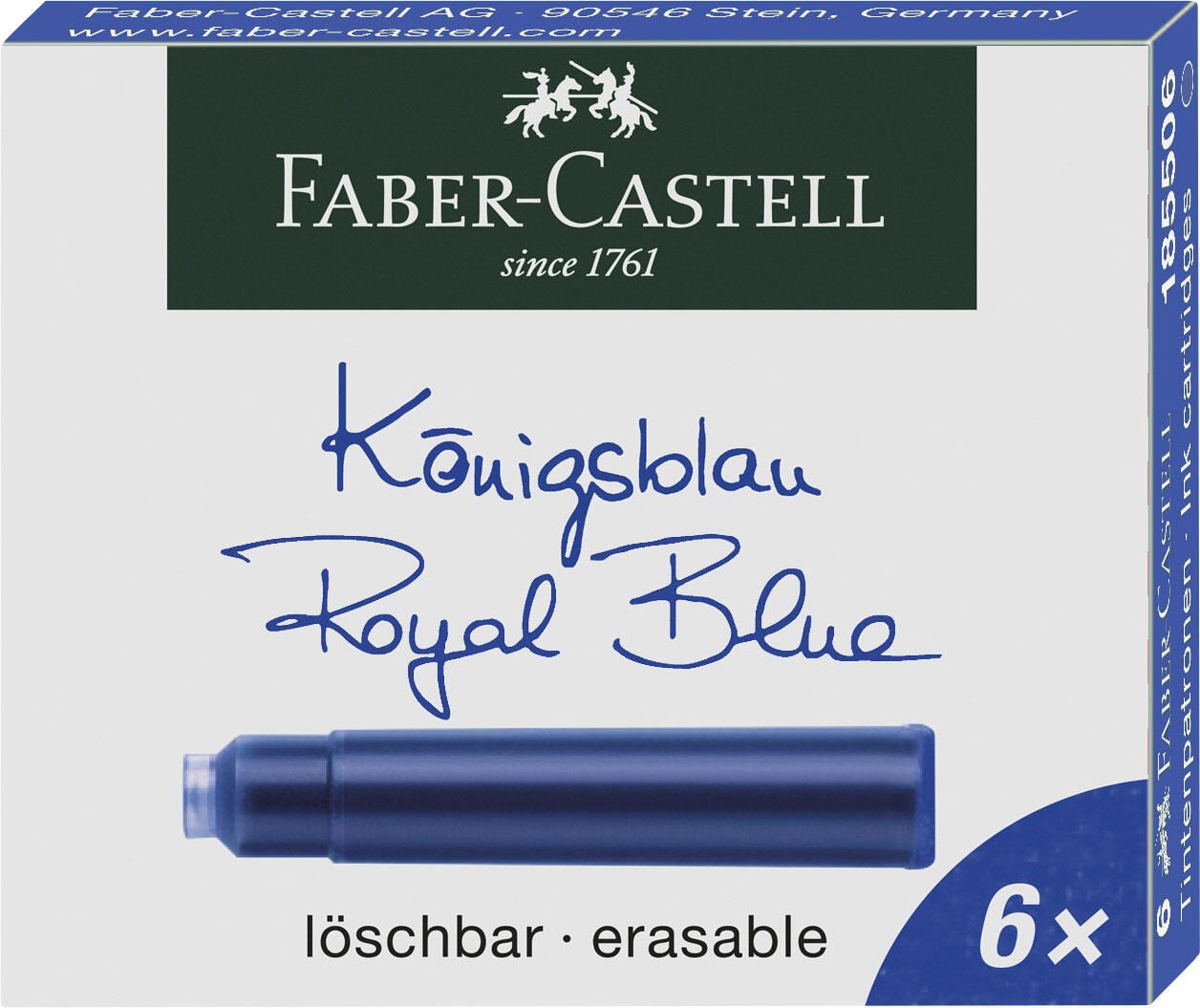 Cartouches d'encre Faber-Castell 185506 Standard bleu roi 6 pièces/boîte — lot de 6 pièces