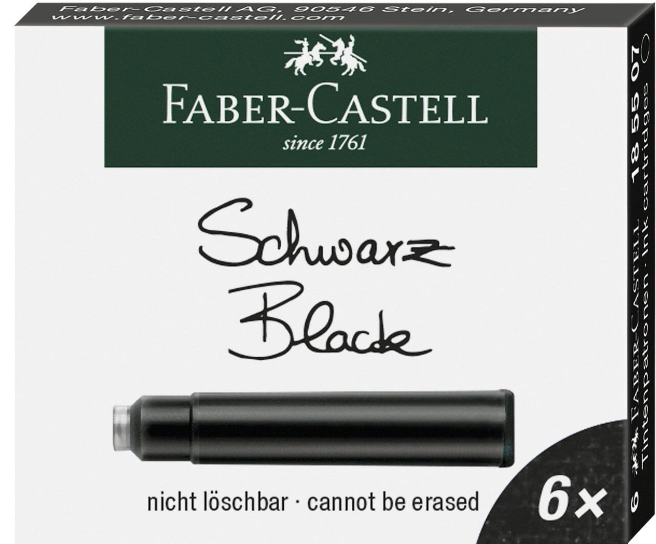 FABER-CASTELL Cartouches d'encre pour stylo-plume noir 1 boîte = 6 pièces — lot de 6 pièces