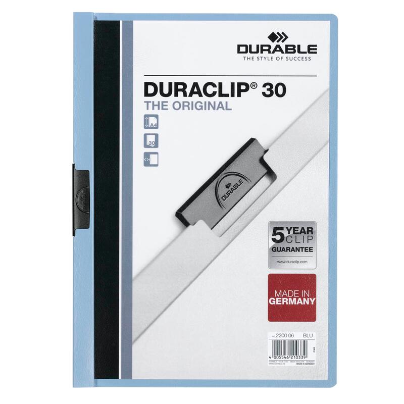 DURABLE Klemmhefter DURACLIP DIN A4 bleu clair 1 boîte = 25 pièces — lot de 25 pièces