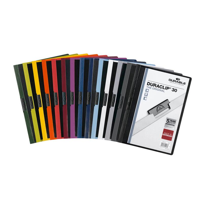 DURABLE Klemmhefter DURACLIP DIN A4 couleurs variées 1 boîte = 25 pièces — lot de 25 pièces