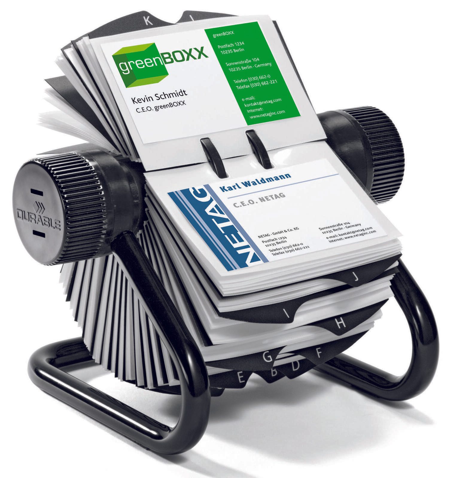 DURABLE Fichier rotatif pour cartes de visite noir, pour cartes jusqu'à 95 x 60 mm