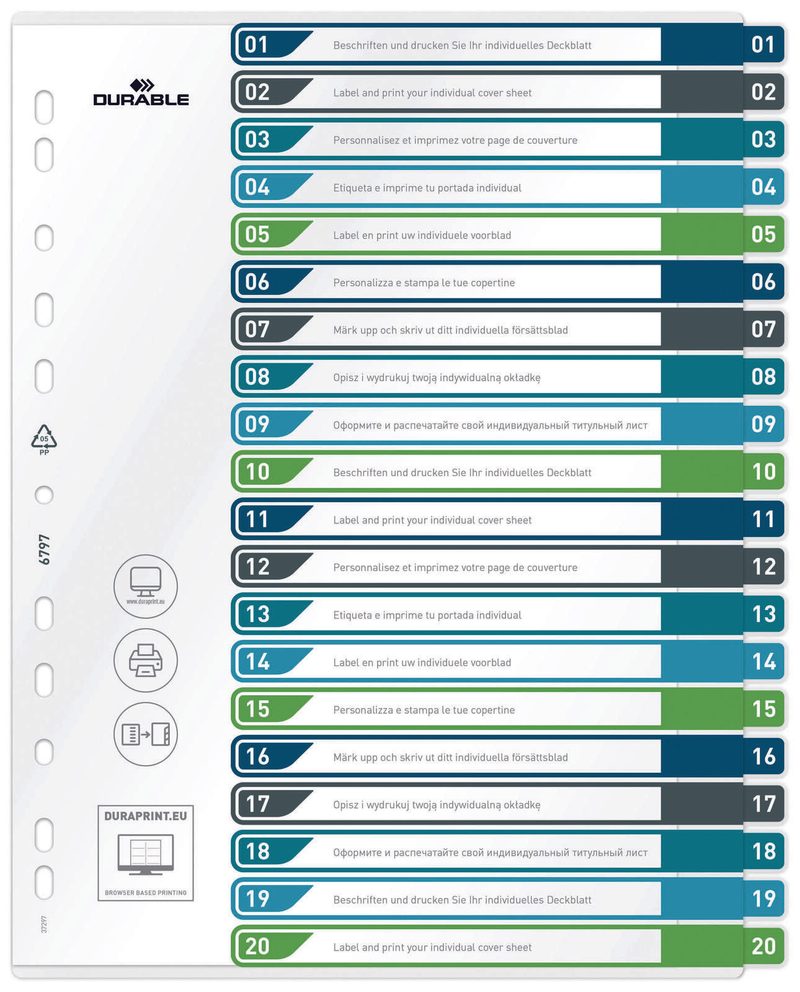 DURABLE Registres de classement surlargeur 1-20 DIN A4