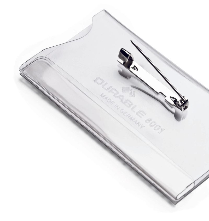 Badges nominatifs transparents DURABLE (7,5 cm x 4 cm) (1 pack = 100 pièces) — lot de 100 pièces
