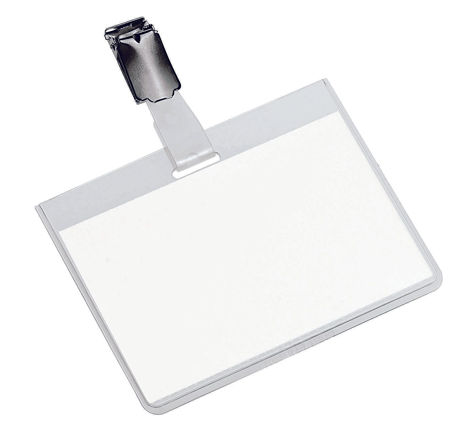Plaques nominatives transparentes DURABLE 9 cm x 6 cm, 1 boîte = 25 pièces — lot de 25 pièces
