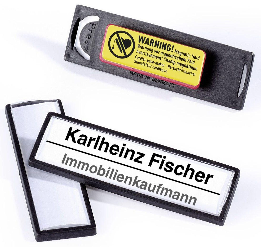 DURABLE Étiquettes nominatives Clip-Card noires 6,7 cm x 1,7 cm - Lot de 25