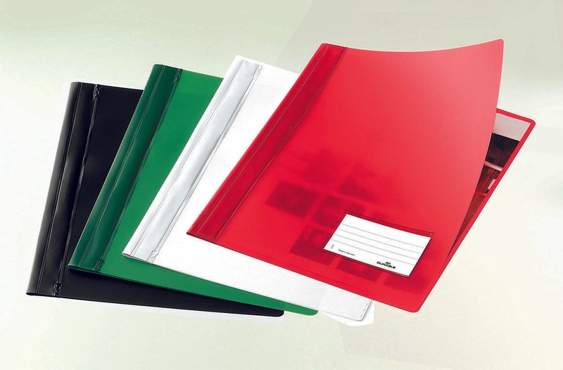 Classeur rapide DURABLE DIN A4 surlargeur PVC - 2x rouge, blanc, vert, noir et bleu - 1 boîte = 10 unités — lot de 10 pièces