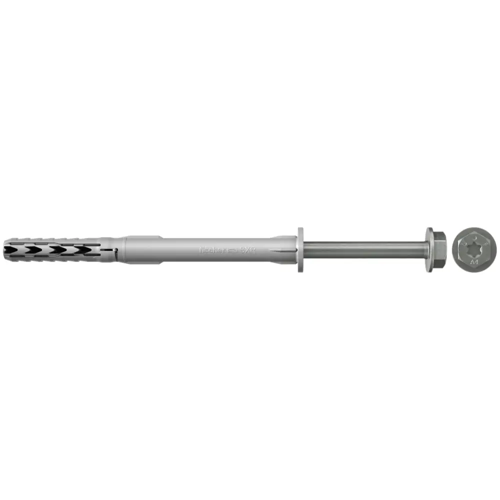 Cheville longue SXR 10x200 FUS R avec vis à six pans et rondelle U, inoxydable — lot de 50 pièces