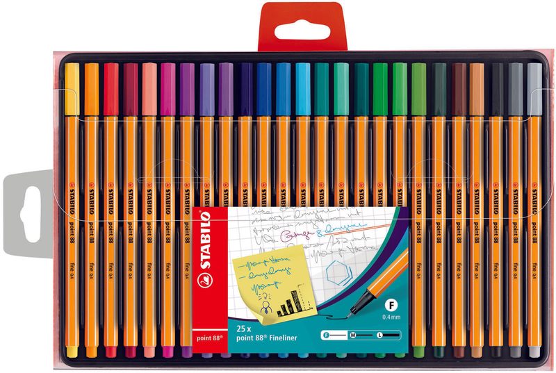 STABILO Point 88 Fineliner 0,4 mm multicolore - 1 boîte = 25 unités — lot de 25 pièces