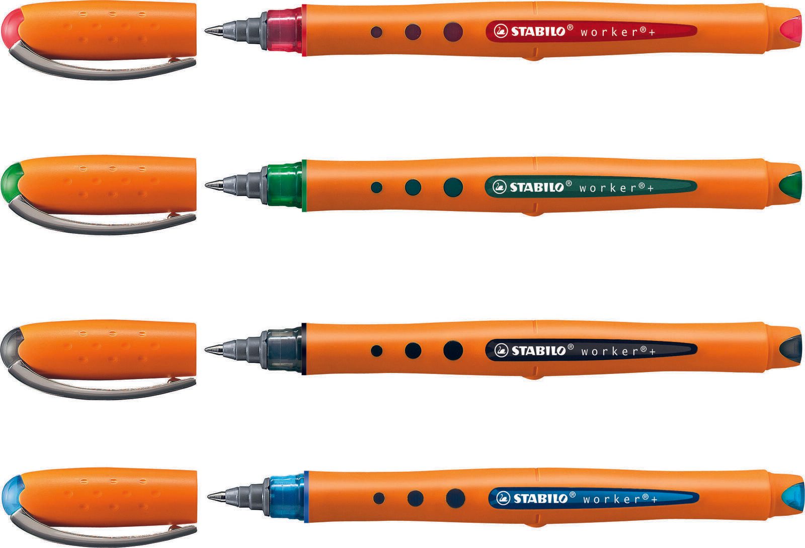 STABILO worker®+ Stylo à bille 0.3 mm Multicolore 1 boîte = 4 pièces — lot de 4 pièces