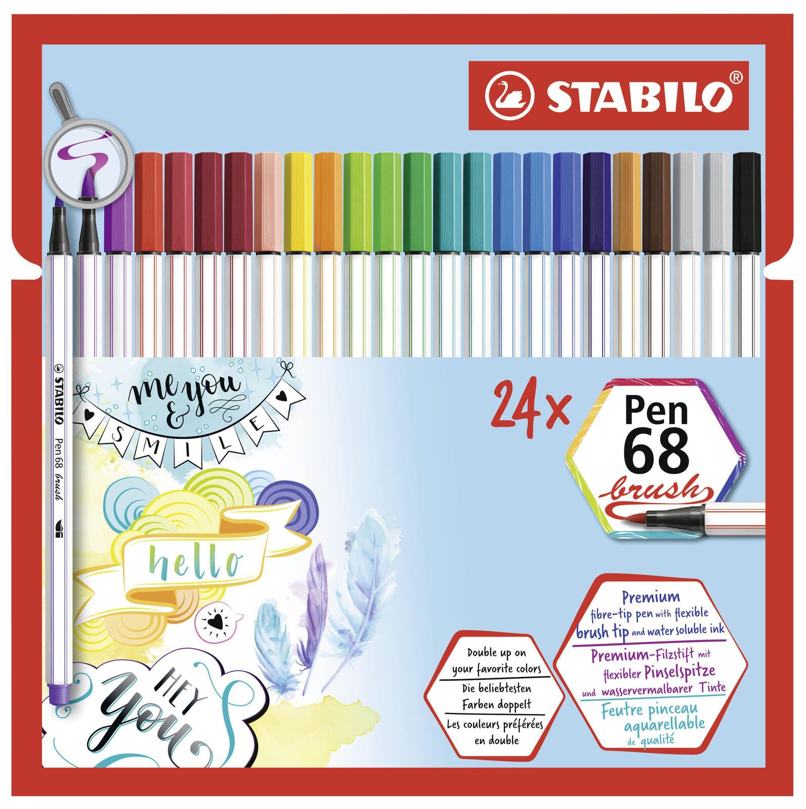 STABILO Brush-Pens Multicolore 1 boîte = 24 pièces — lot de 24 pièces