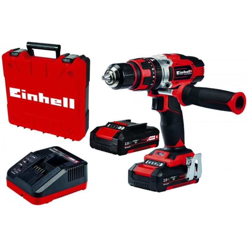 Perceuse-visseuse à percussion sans fil Einhell TE-CD 18/48 Li-i (2x 2,0 Ah) + chargeur en coffret