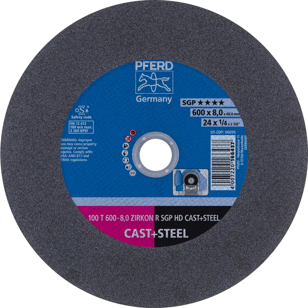 PFERD TOOLS Disque de tronçonnage stationnaire T HD CAST+STEEL pour fonte/acier