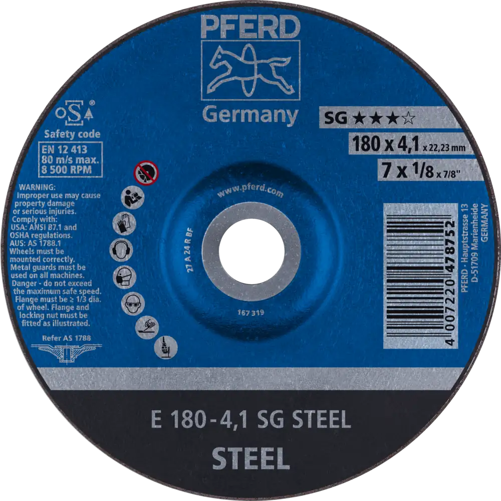 PFERD TOOLS Meule ébarbage E Ligne Performante SG STEEL pour acier