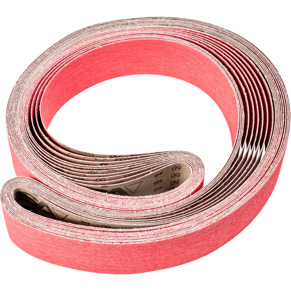 PFERD TOOLS Bande de ponçage en céramique BA pour acier inoxydable avec ponceuse à bande longue