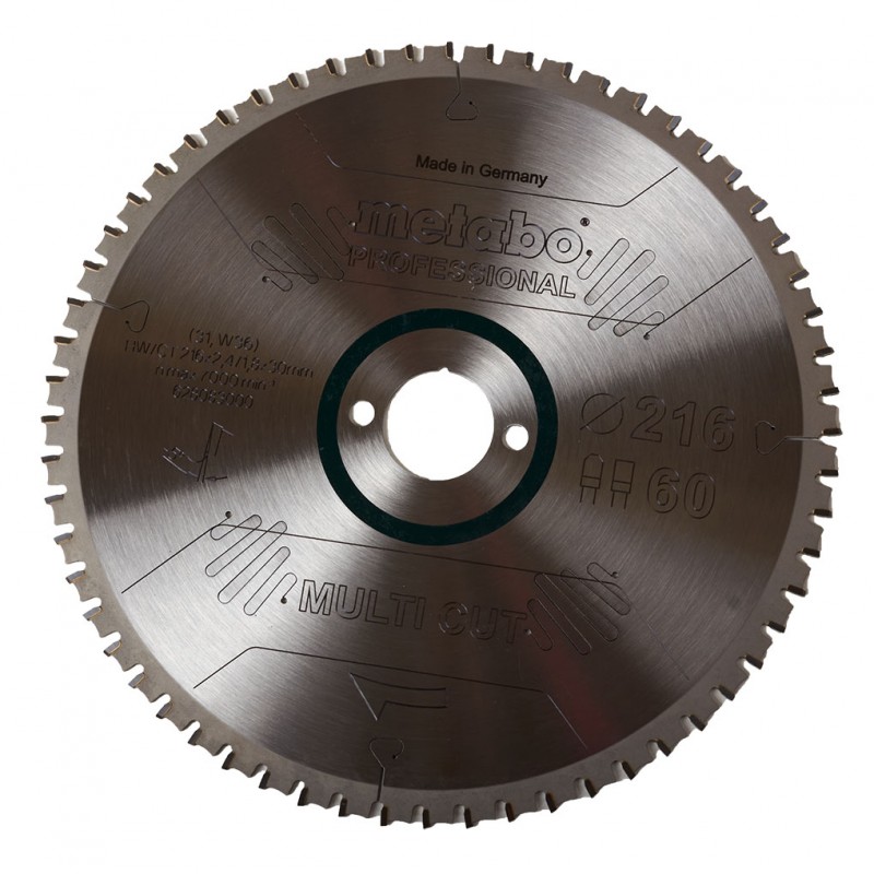 Lame de scie circulaire Metabo "Multi Cut Professional" 216x30, Z60 FZ/TZ, 5° NEG. 628083000