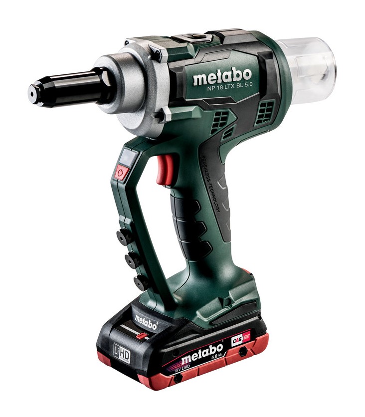 Metabo NP 18 LTX BL Pistolet à rivets aveugles sur batterie (18 V / 2x4,0 Ah) MetaBOX 619002800