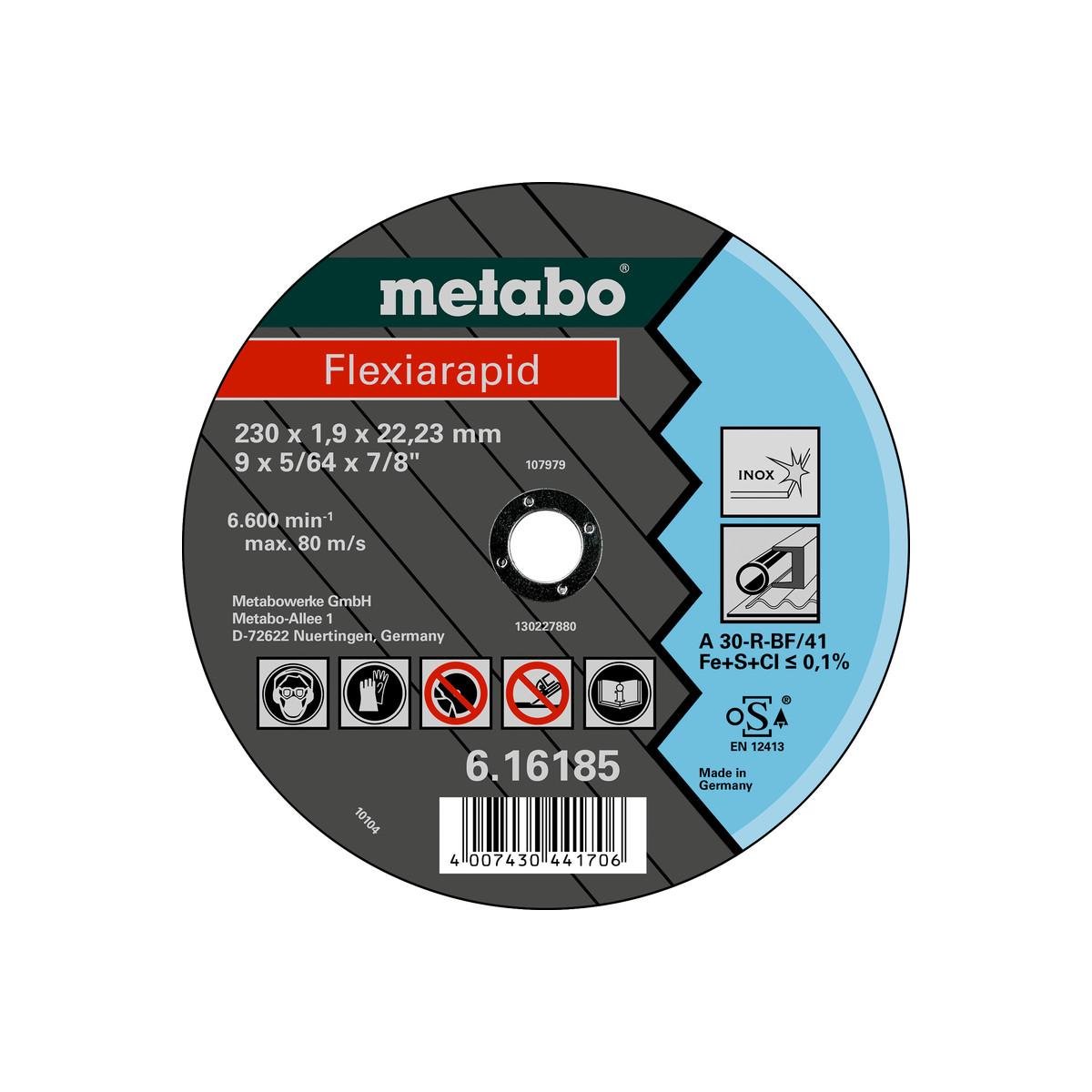 Metabo Flexiarapid 105 x 1,6 x 16 mm disque de tronçonnage inox version droite (unité de vente : 25 pièces)