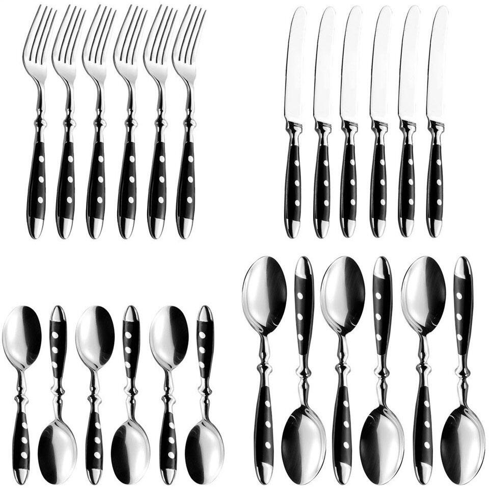 Service de couverts Esmeyer NOSTALGIE argenté, noir 1 set = 24 pièces — lot de 24 pièces