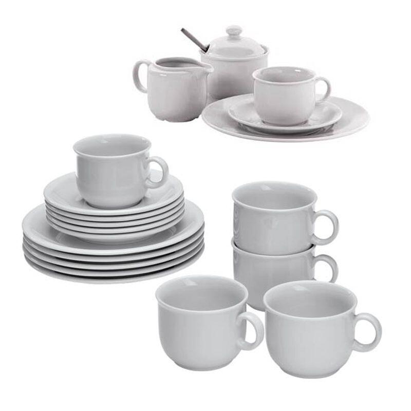 Seltmann Weiden Service à café Compact (20 pièces) : tasses 0,21 l, bols 0,25 l, pot à lait 0,17 l, sucrier – blanc — lot de 20 pièces