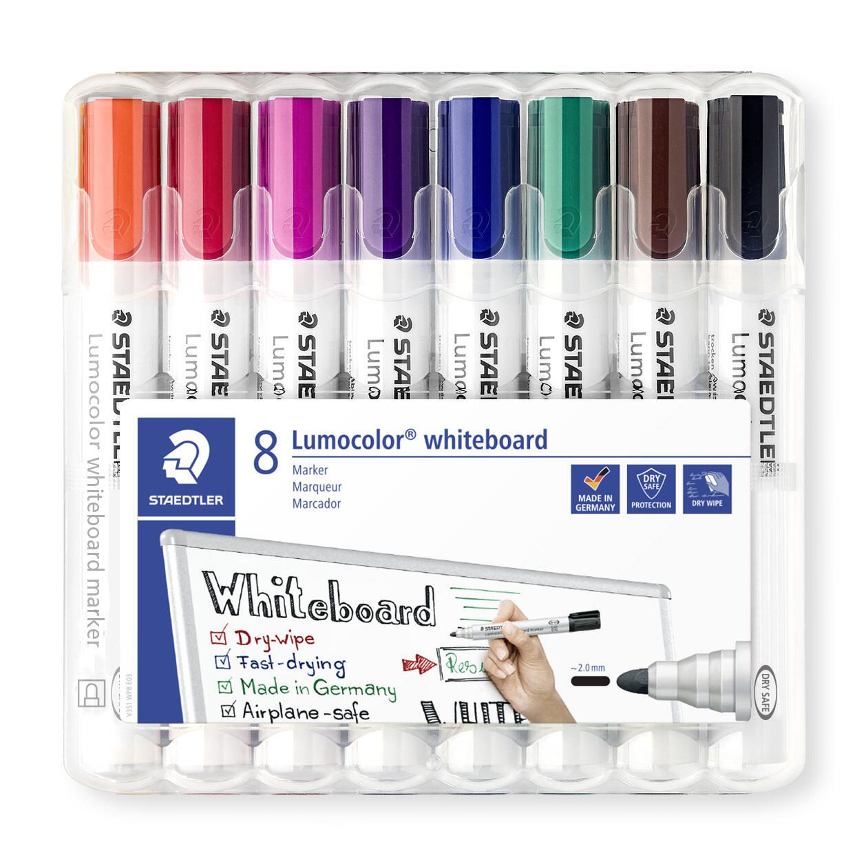 Marqueur pour tableau blanc Staedtler Lumocolor 351 WP8 2 mm lot de 8