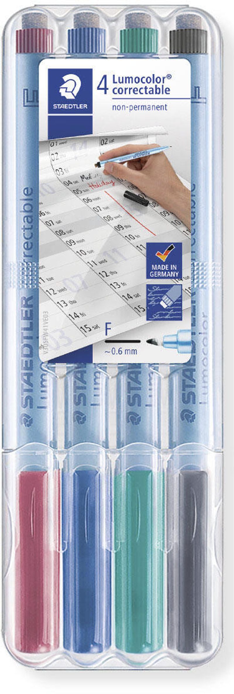 Staedtler Lumocolor correctable 305 0,6 mm feutre pour film assorti non permanent 4 pièces/boîte — lot de 4 pièces