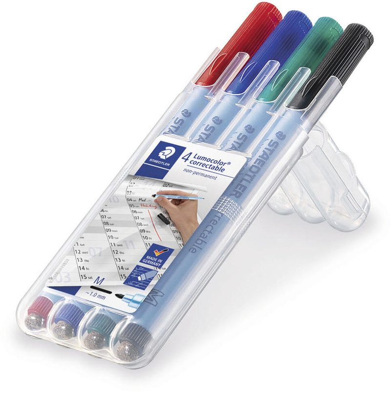 Staedtler Lumocolor correctable 305 1 mm feutre pour film assorti non permanent 4 pièces/boîte — lot de 4 pièces