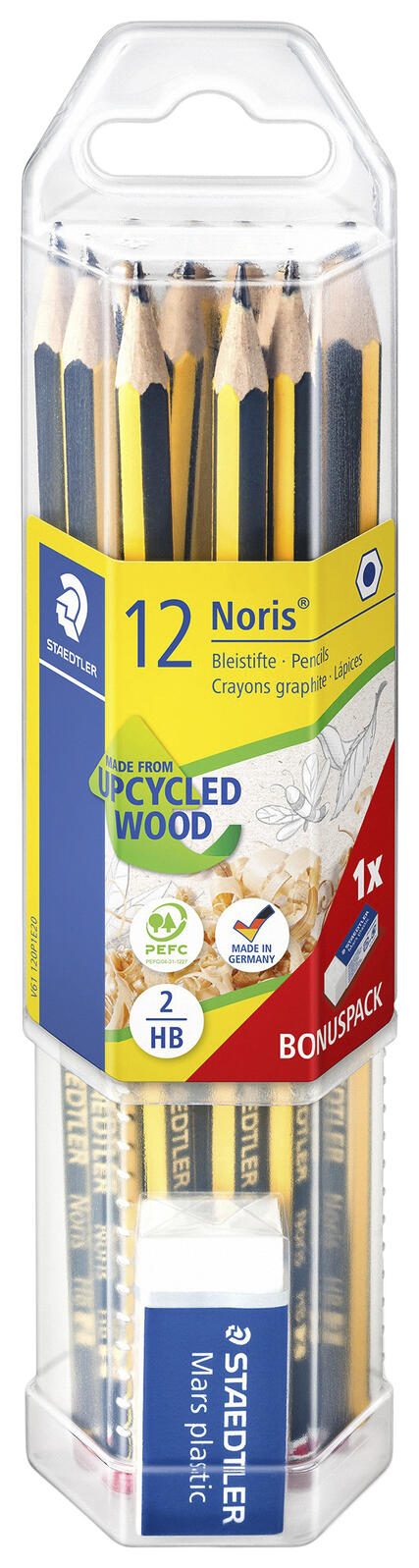 Crayon Noris 61 120 P1 HB noir/jaune lot de 12 + gomme — lot de 12