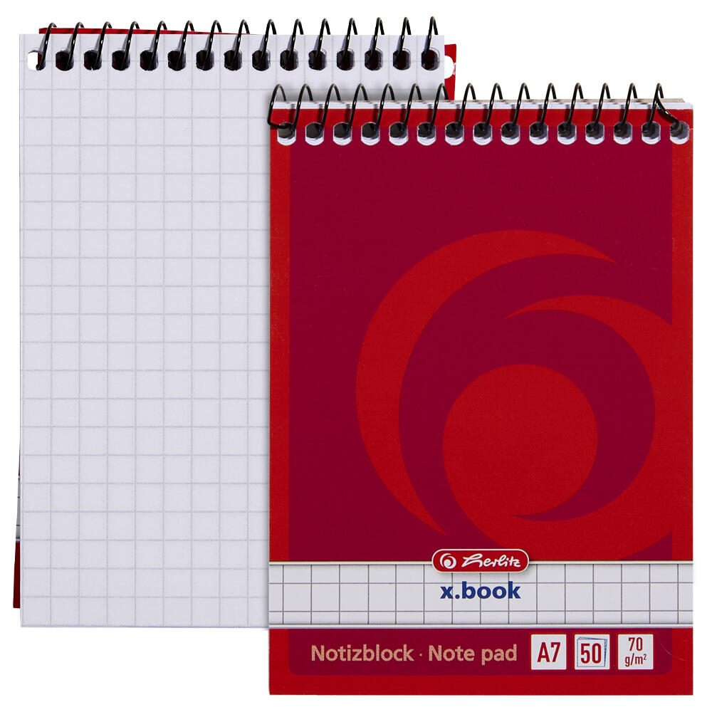 Herlitz x.book Collegeblock DIN A7 quadrillé rouge