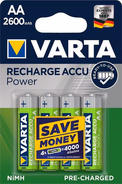 Accu VARTA Ready2Use 5716101404 AA Mignon HR6 2600mAh 4 pièces/Pack. — lot de 4 pièces