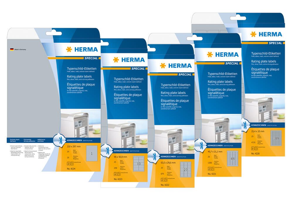 Étiquettes de plaque signalétique HERMA 25,0 x 10,0 mm 1 paquet = 25 feuilles