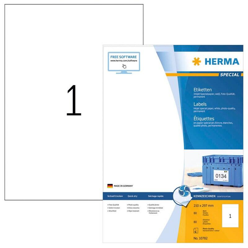 Étiquette Herma 4230 opaque 210x297 mm blanc 25 étiquettes/paquet