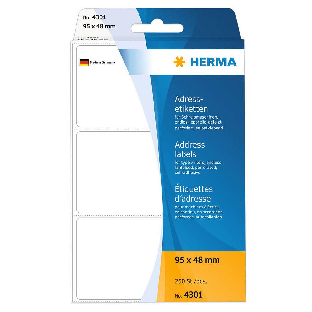 Étiquettes d'adresse Herma 4301 95x48mm blanc 250 pièces/pack. — lot de 250 pièces
