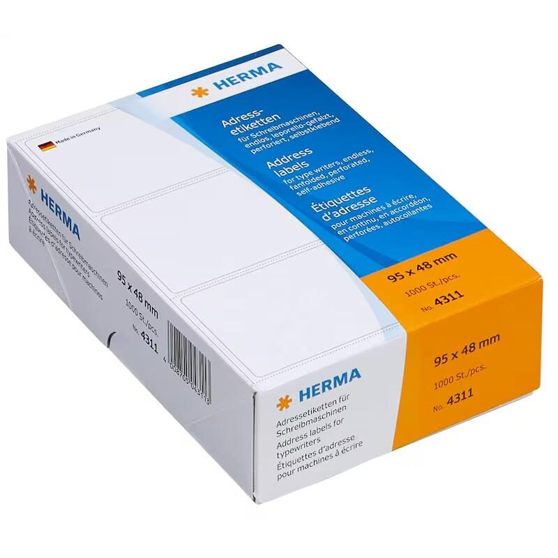 Étiquettes d'adresse HERMA 95,0 x 48,0 mm 1 boîte = 1 000 étiquettes