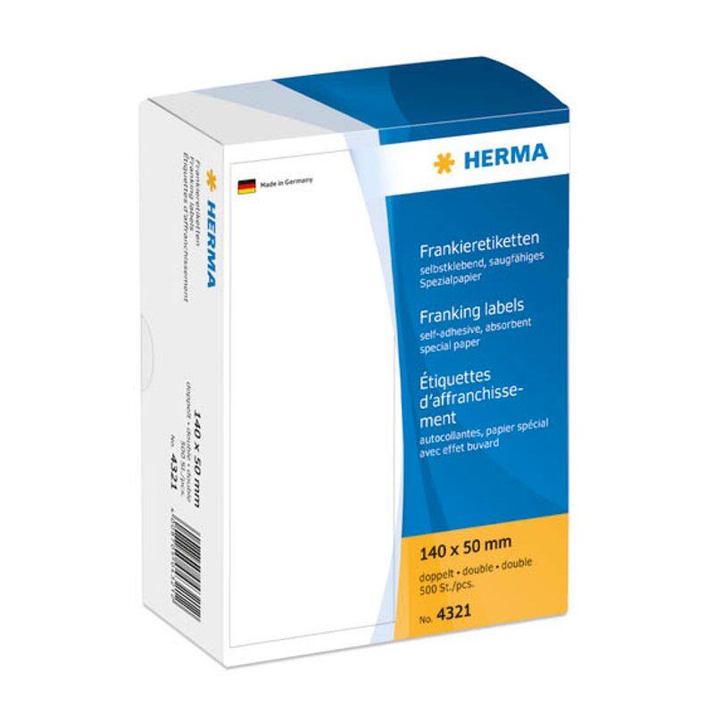 Étiquette d'affranchissement HERMA 4321 140 x 50 mm double blanc – 500 étiquettes/paquet