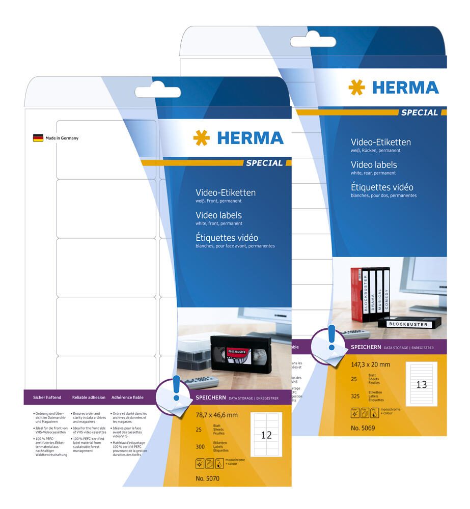 HERMA Étiquettes 5069 147,3 x 20 mm blanc – 325 ét./paquet