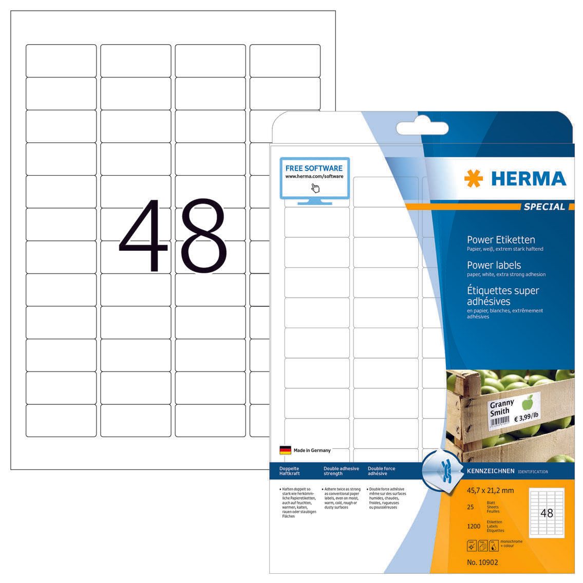 Étiquettes adhésives Herma Special 10902 45,7x21,2 mm blanc 1 200 étiquettes/paquet