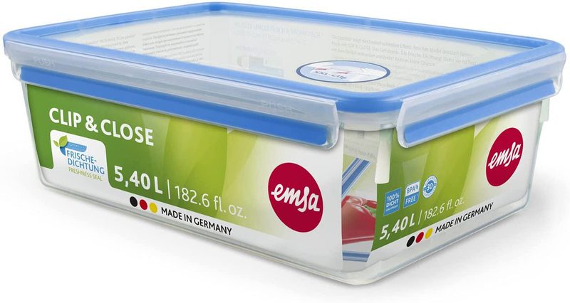 Boîte de conservation EMSA CLIP & CLOSE 11,1 cm de haut 5,4 l transparente bleue