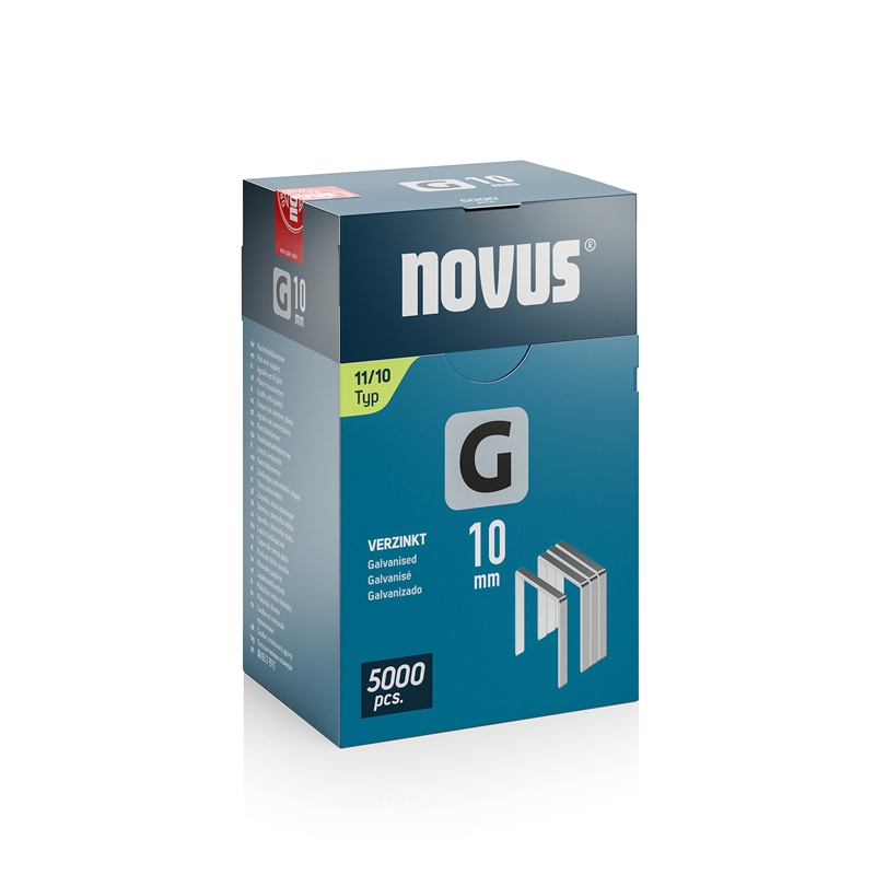 Agrafe à fil plat type G 11 B10,6xL10 mm fil Ø1,25 mm 5000 pcs NOVUS — lot de 5000 pièces