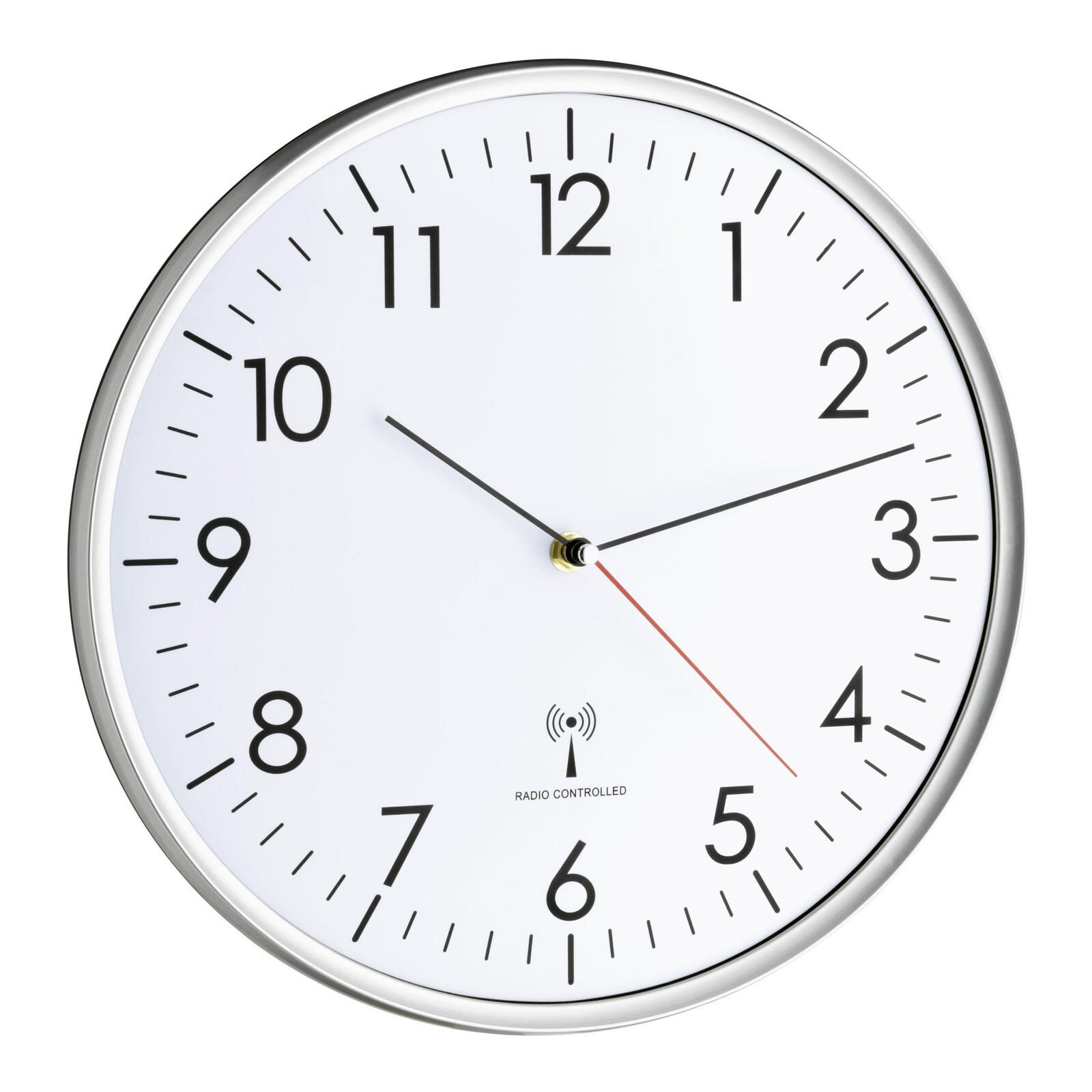 TFA® Horloge murale radio-pilotée Ø 33 cm argent